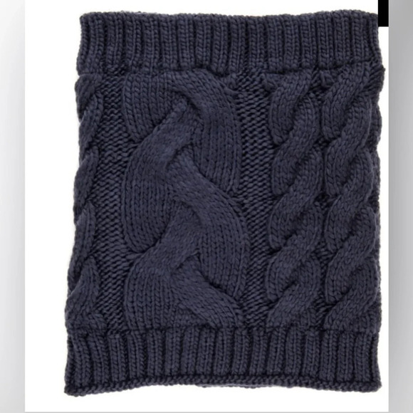 🦋B2G1🦋NOBLE MOUNT Mens Navy Cable Knit Toaster Snood Scarf NWT - Picture 5 of 8